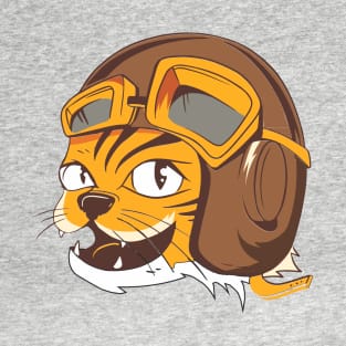 Tiger wearing vintage flying helmet's and goggles T-Shirt